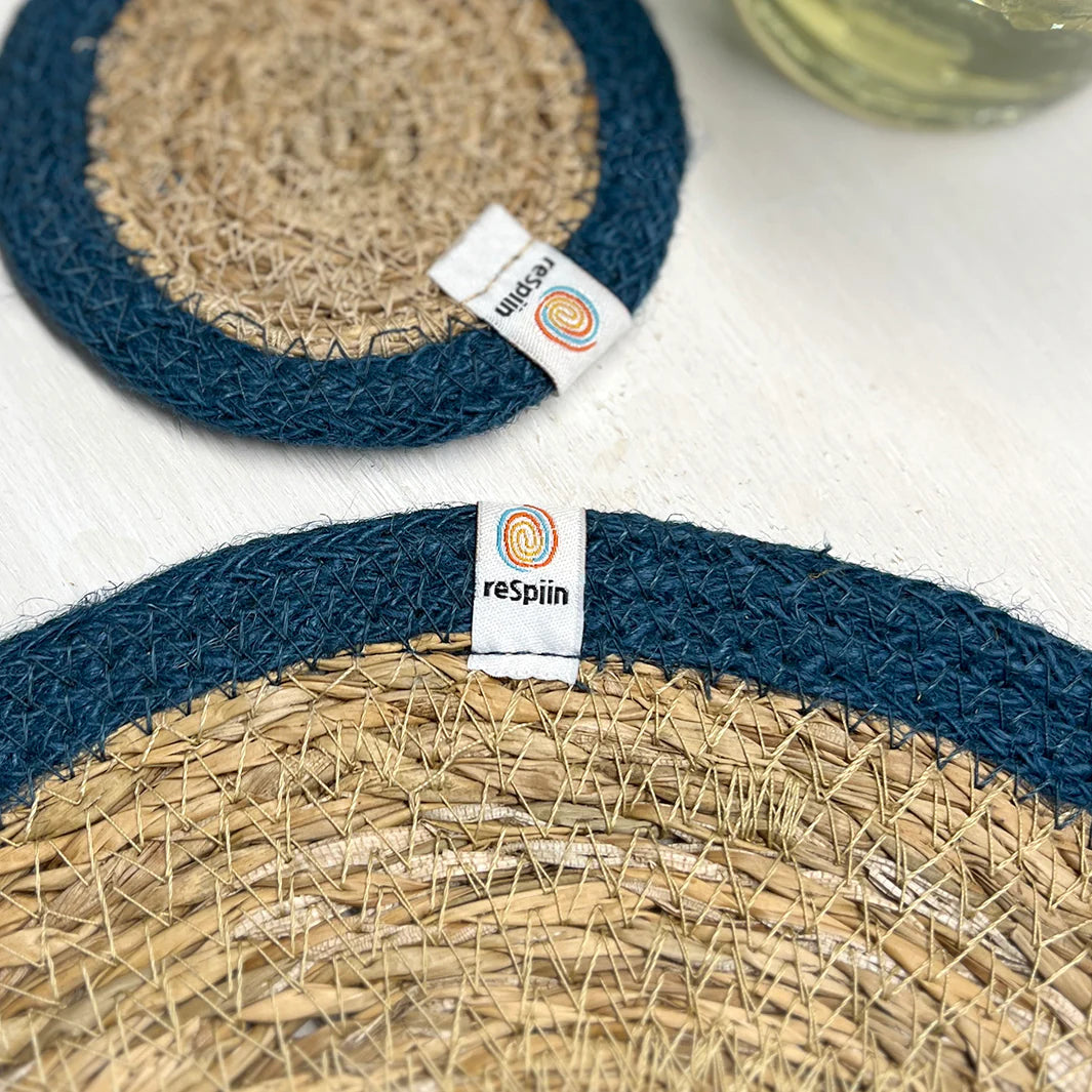 Seagrass & Jute Coaster - Denim