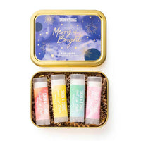 merry and bright lip balm gift set in a tin