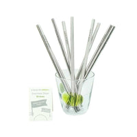 reusable metal straws in a glass