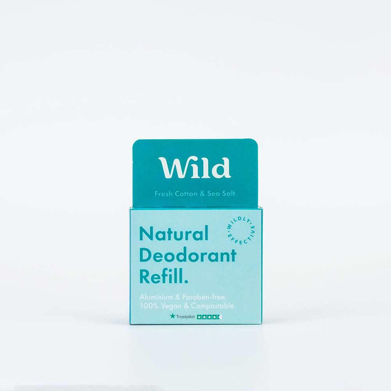 wild natural deodorant refill pack fresh cotton in cardboard packaging