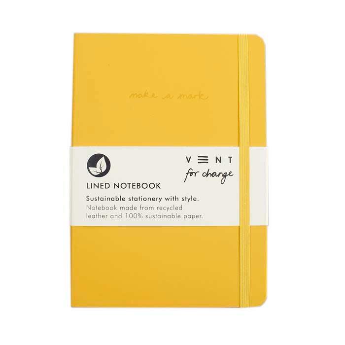 mustard yellow recycled leather notebook