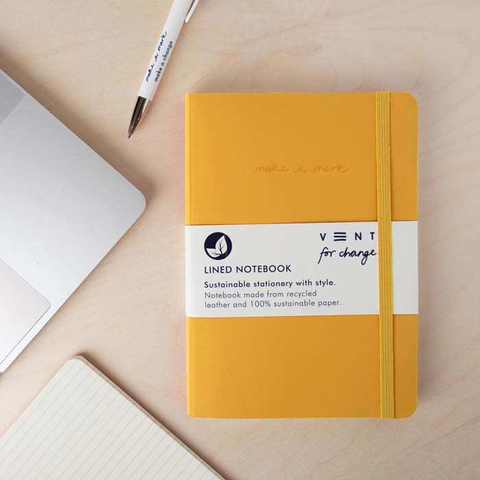 yellow recycled leather notebook