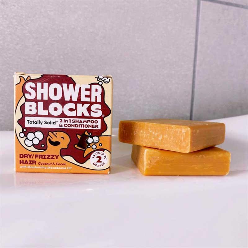 shower blocks dry frizzy shampoo bar beside bath tub