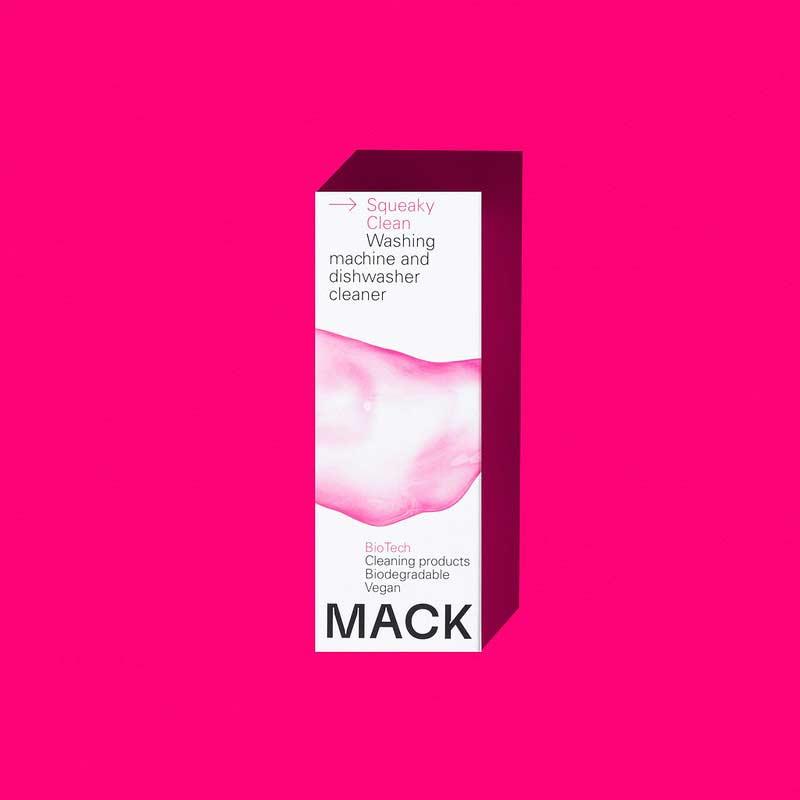 mack squeaky clean on pink background