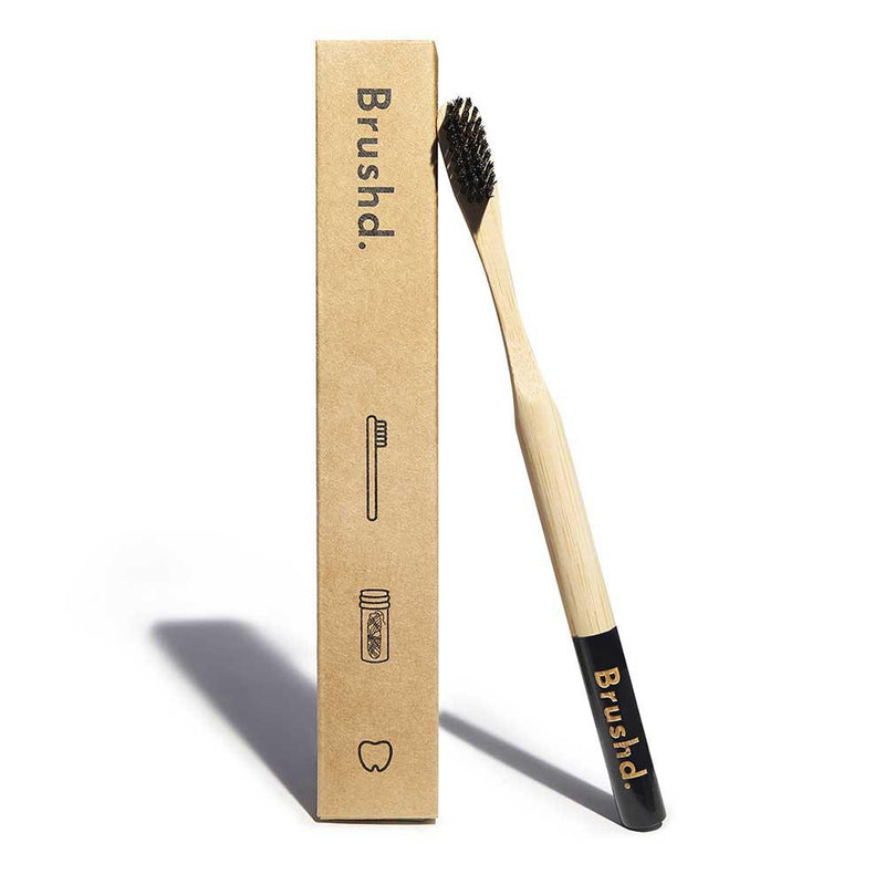 adult bamboo toothbrush in black