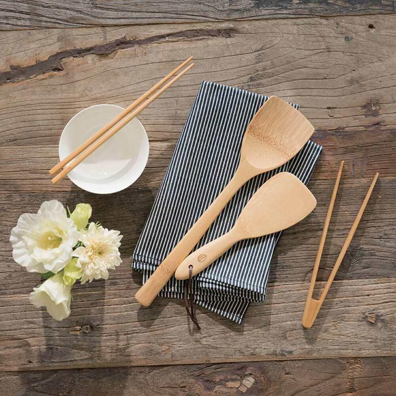 bamboo wok spatula and rice paddle