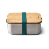 blue lunchbox with bamboo lid