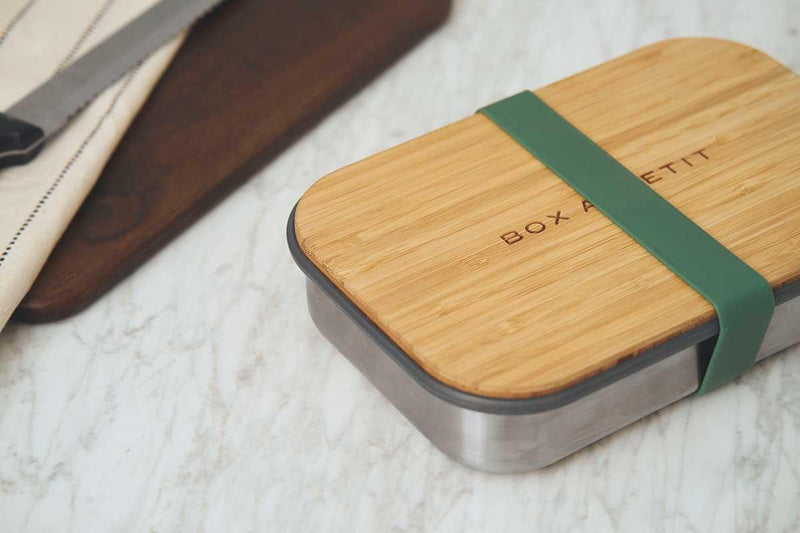 sustainable reusable salad sandwich box with bamboo lid lifestyle image