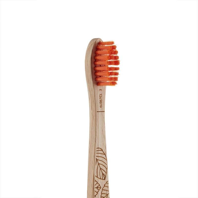 Kids Beechwood Toothbrush with orange bristles