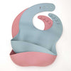 silicone baby bib in mulberry and blue