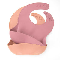silicone baby bib in mulberry and blush