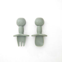 silicone baby cutlery set in green