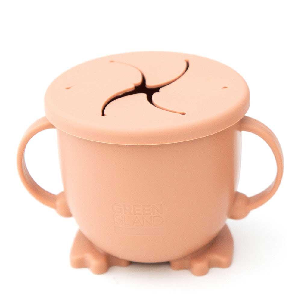 silicone baby snack cup in blush