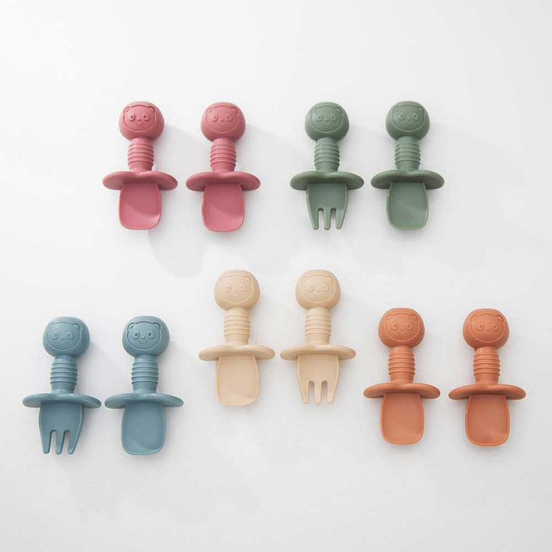 silicone baby cutlery set in 5 different colours