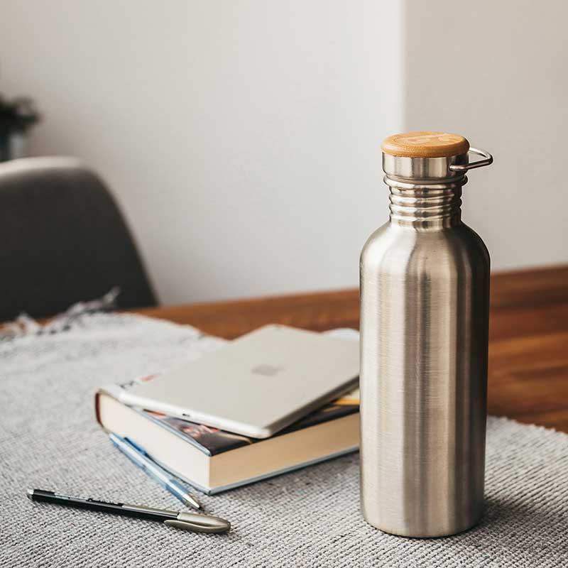 bambaw water bottle with bamboo lid