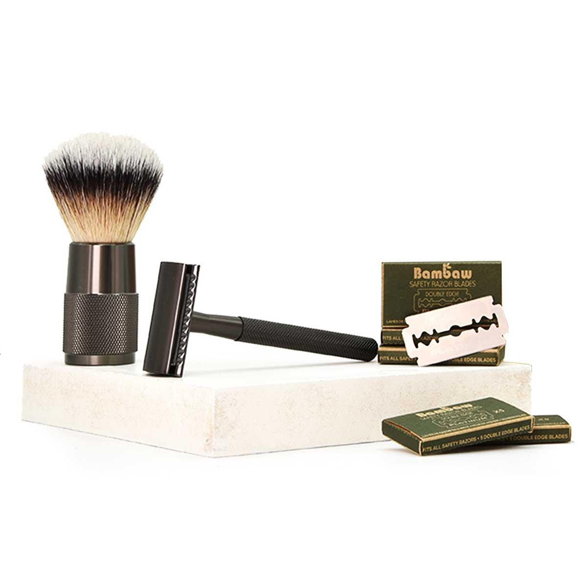 bambaw shaving gift set with brush