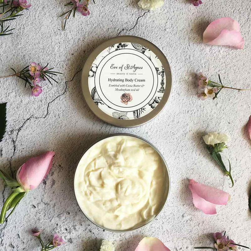plastic free body cream with lid off and cream showing