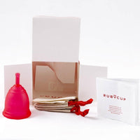 ruby cup menstrual cup in cardboard packaging
