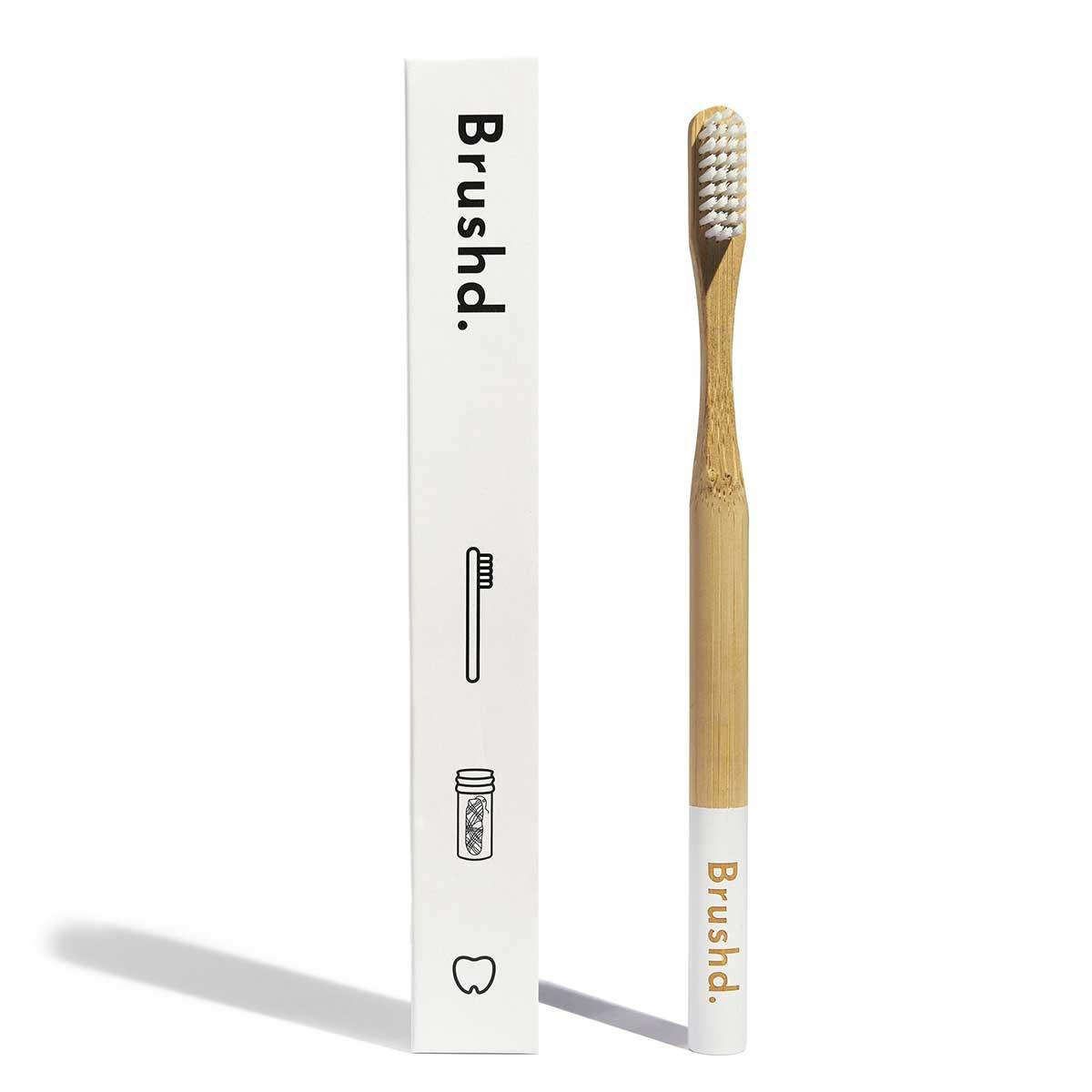 adult bamboo toothbrush in white