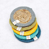 selection of different coloured natural coasters