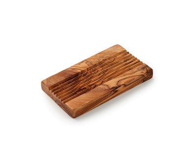 Olive Wood Soap Dish - Rectangular with Grooves - The Friendly Turtle