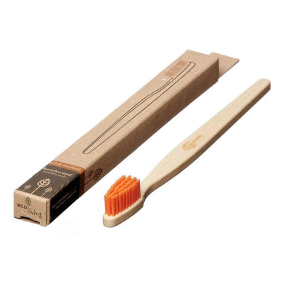 100% Plant-Based Beech Wood Toothbrush - Orange - The Friendly Turtle
