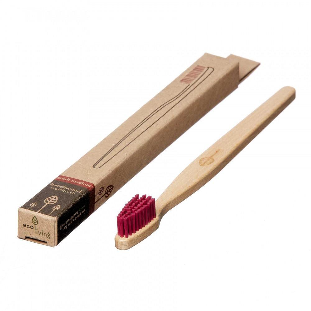 100% Plant-Based Beech Wood Toothbrush - Red