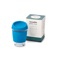 Reusable Glass Coffee Cup - Blue