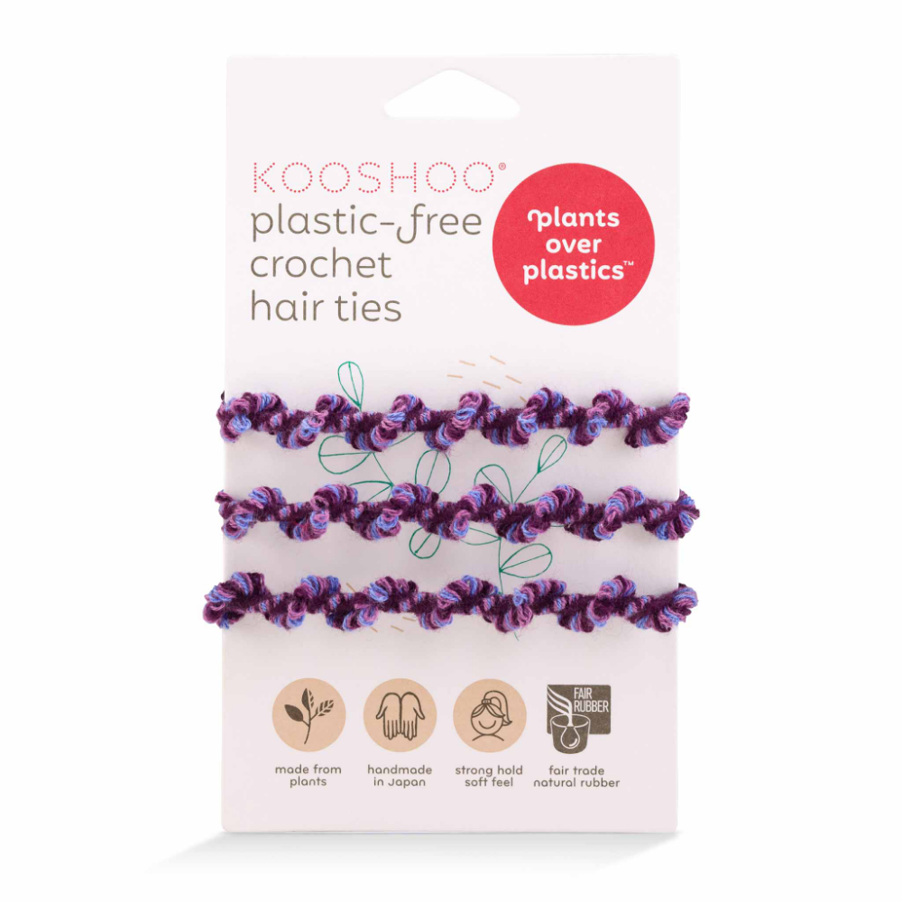 Kooshoo - Plastic-free Crochet Hair Ties - Purple Frost