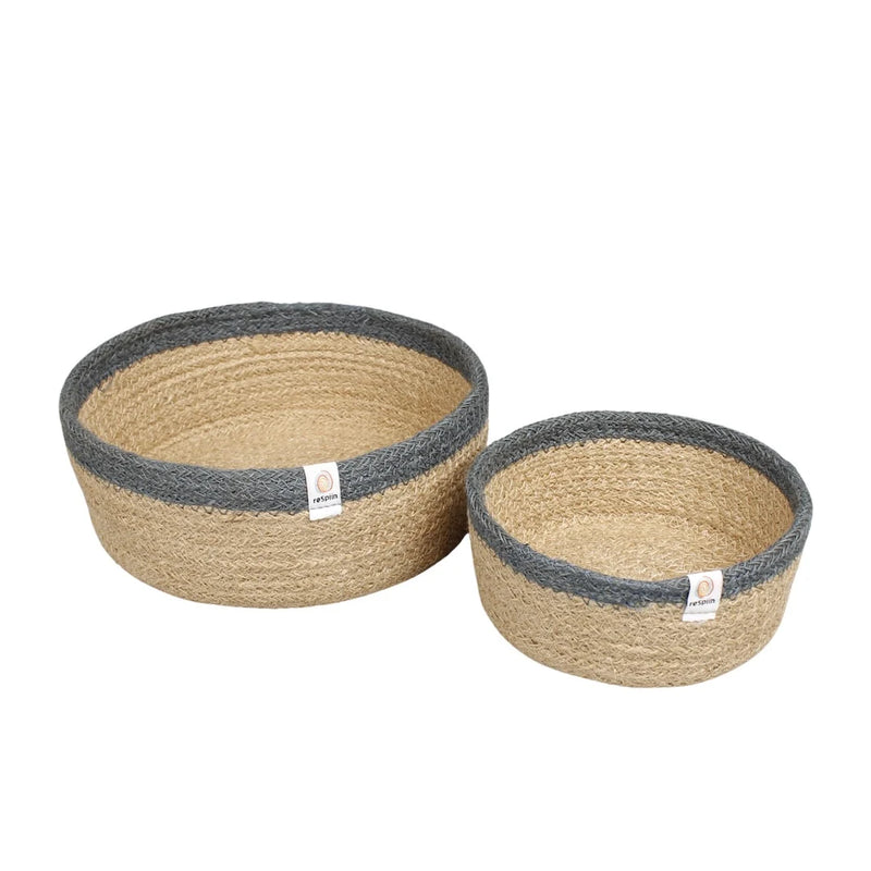 Jute Shallow Basket Large Natural/Grey