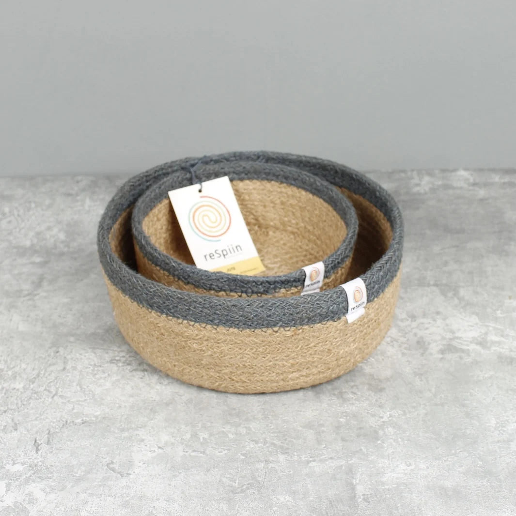 Jute Shallow Basket Large And Small