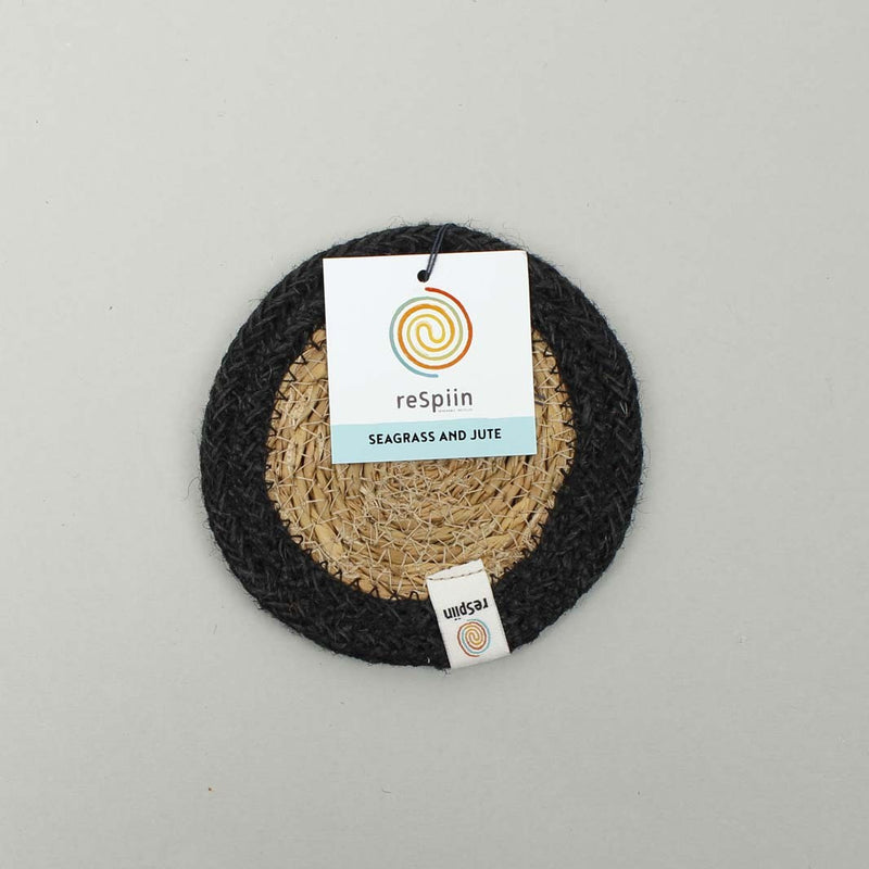 Seagrass & Jute Coaster - Black