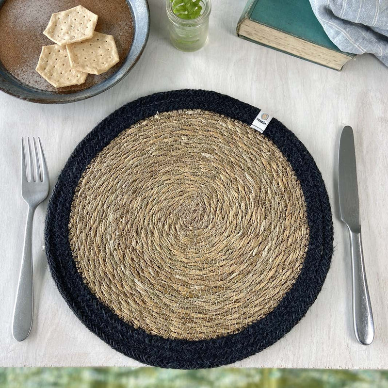 Seagrass & Jute Tablemat - Black