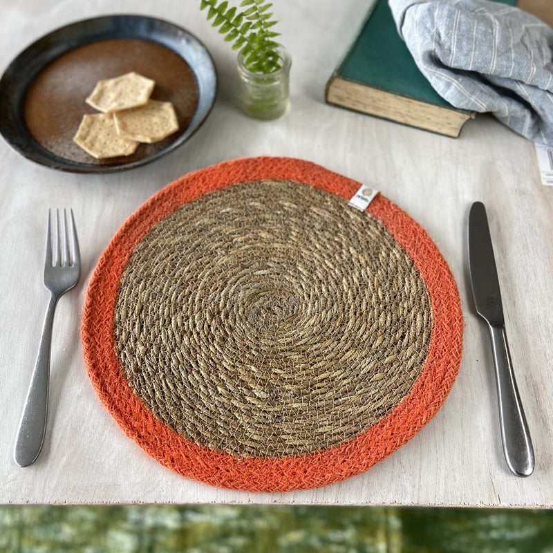 Seagrass & Jute Tablemat - Orange