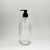 clear glass pump bottle