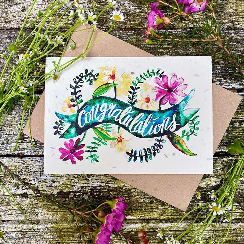 congratulations print wildflower seeed card