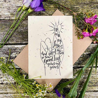 plantable seed card with good luck message