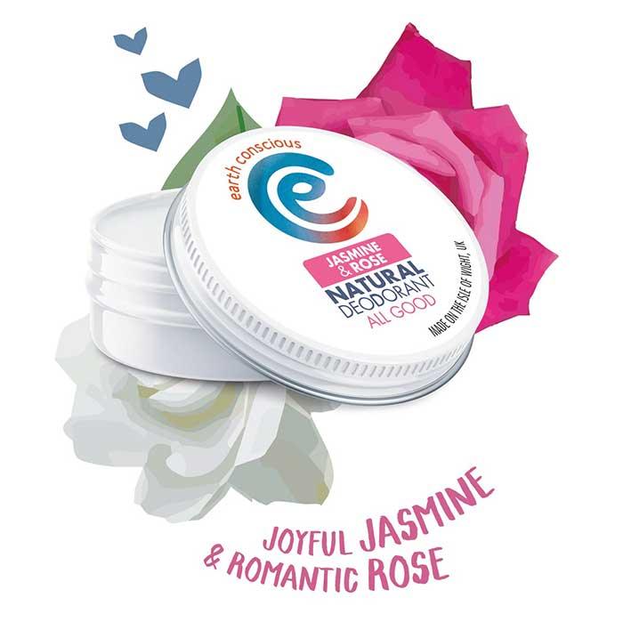 earth conscious natural deodorant tin with jasmine and rose