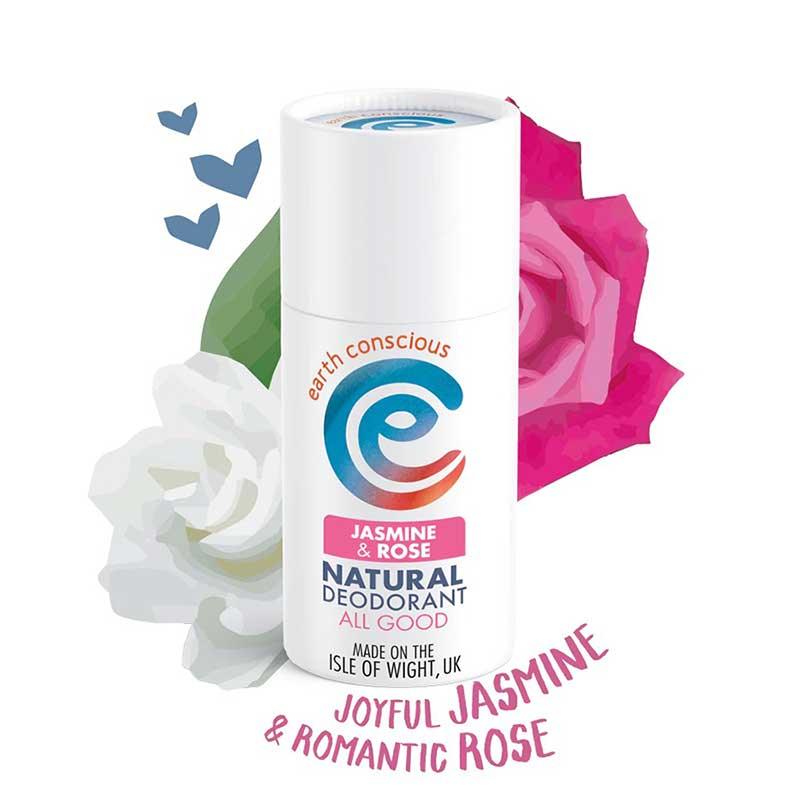 rose earth conscious deodorant stick with pink rose