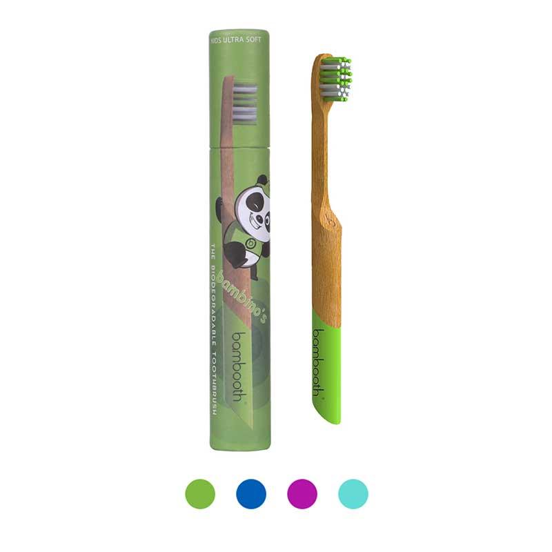 kids bambooth toothbrush with colour swatches below