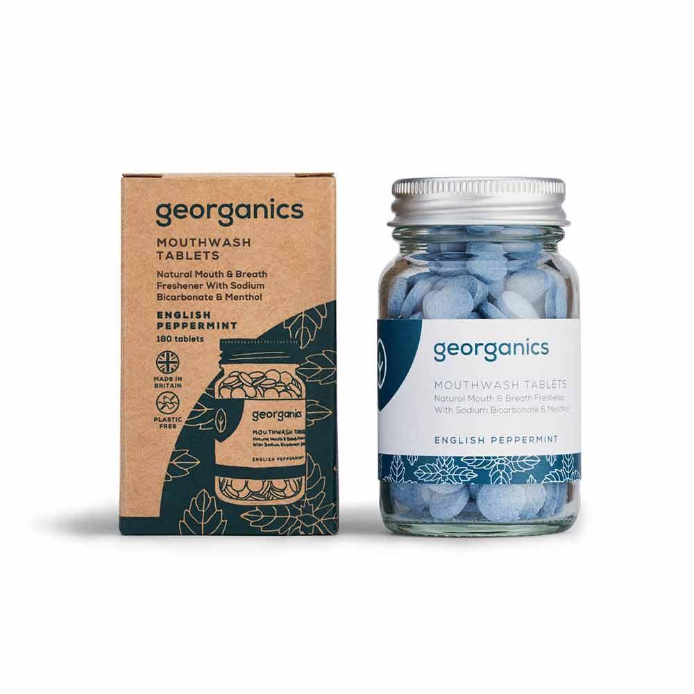 mouthwash tablets english peppermint in glass jar