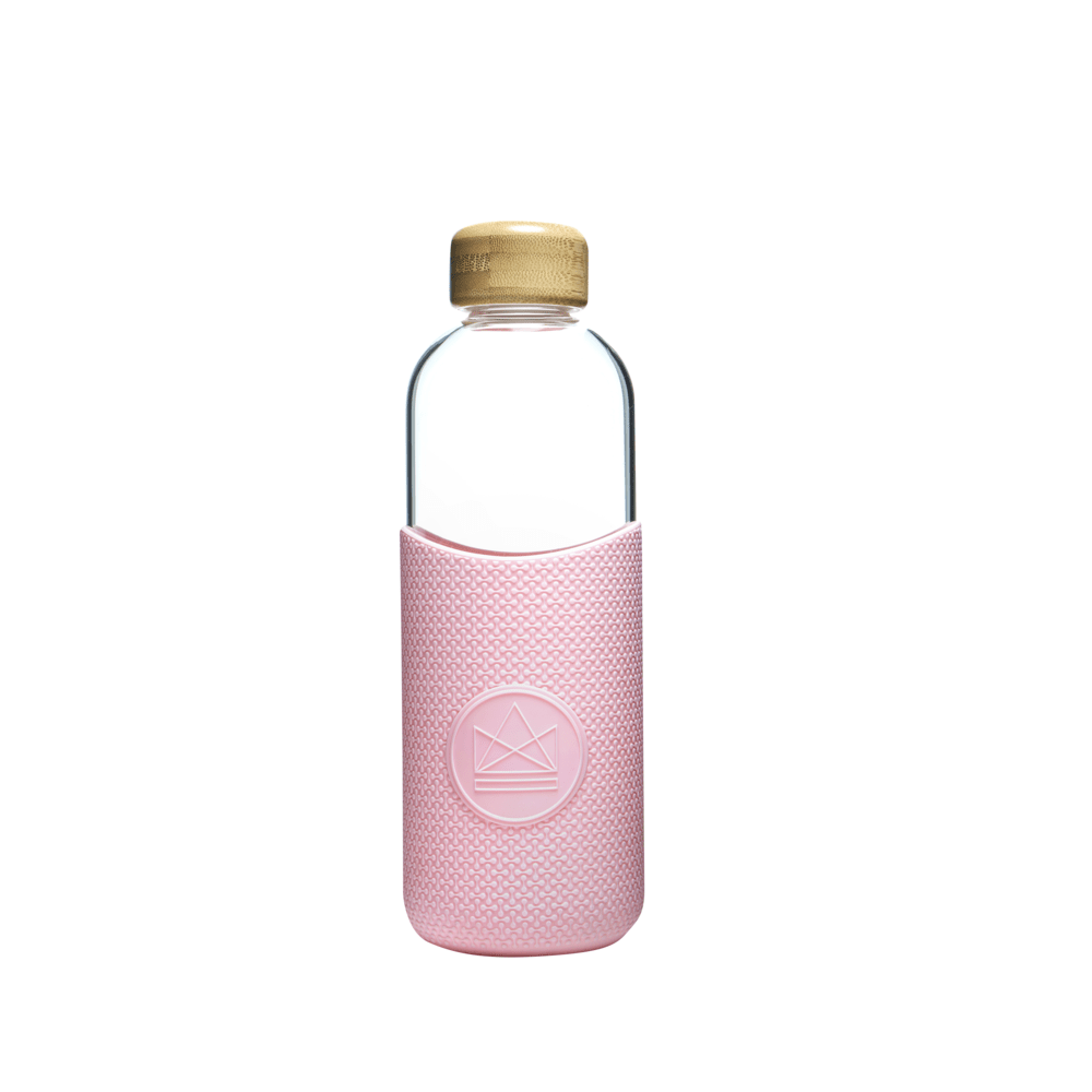 Reusable Glass Water Bottle - 1000ml - Pink Flamingo