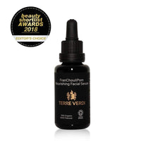 nourishing facial serum on white background