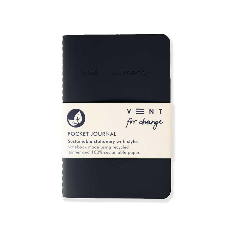 recycled leather pocket journal in charcoal grey