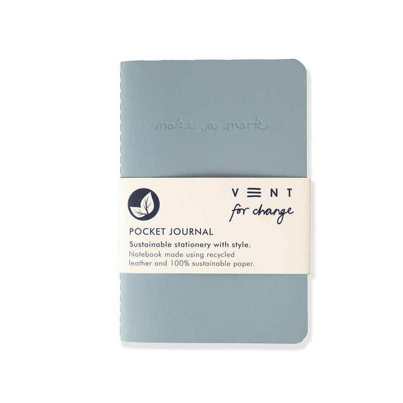 dusty blue recycled leather pocket journal