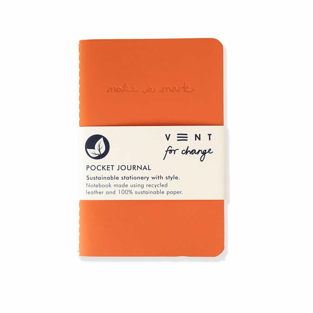 burnt orange recycled leather pocket journal