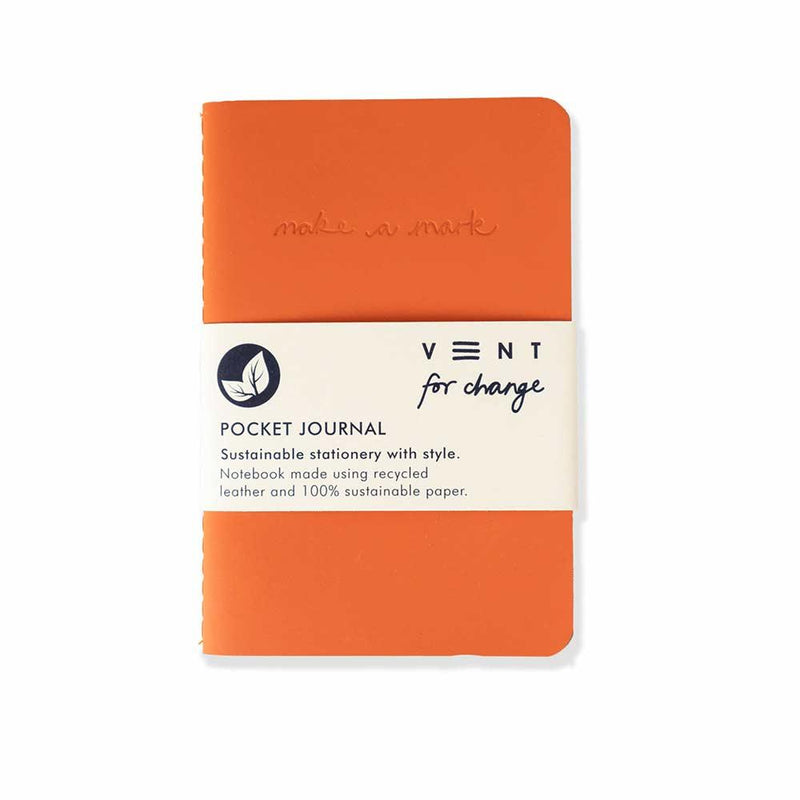burnt orange recycled leather pocket journal