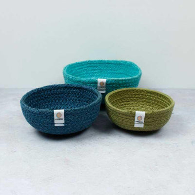 fabric bowls in ocean colours
