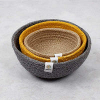 nested jute bowls in beach colours