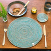 jute table mat in turquoise